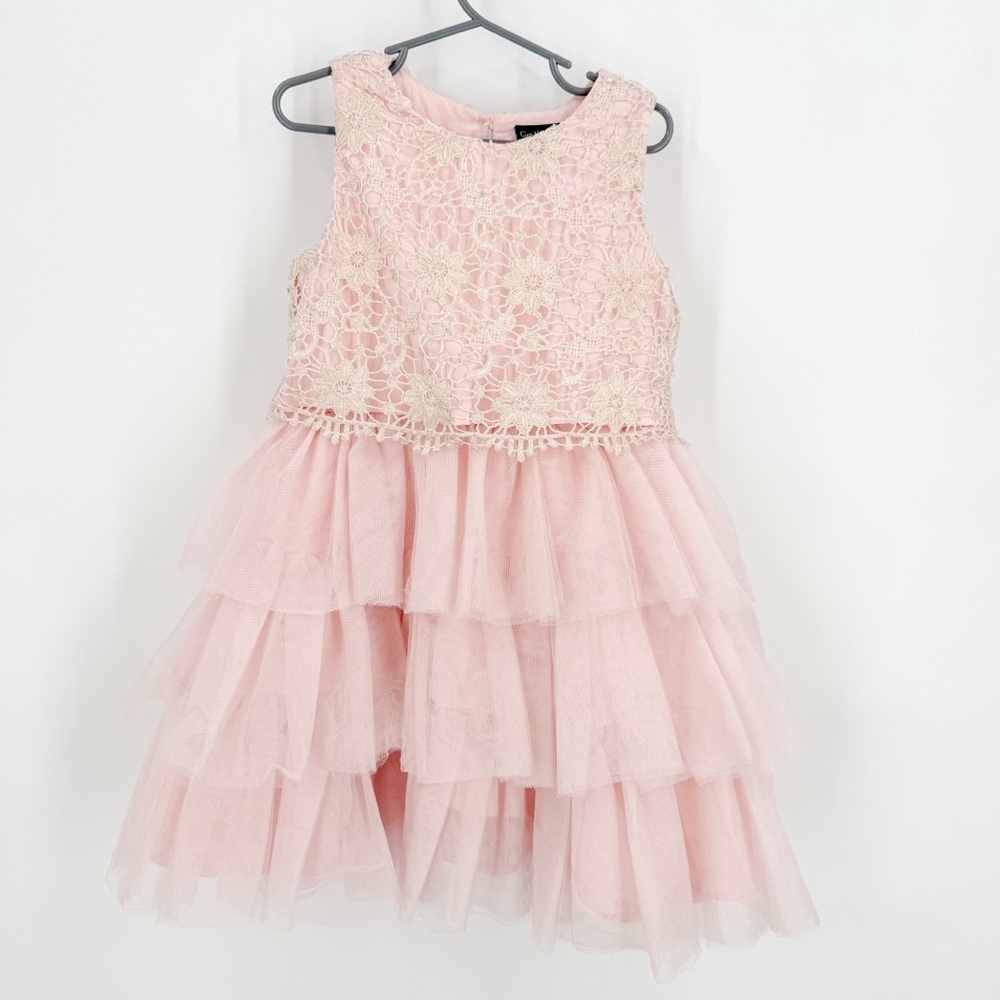 Cynthia Rowley Pink Embellished Tiered Formal Dress